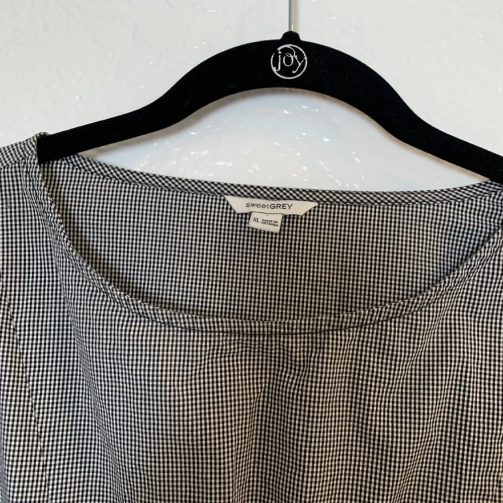 Sweet Grey Womens Top XL Gingham Corset Style Lace Up Side Zipper Whimsy Goth